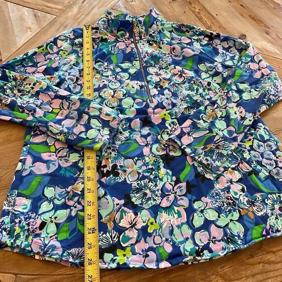 Lilly Pulitzer Skipper Popover‎ Blue Grotto Twilight Tropics UPF 50+ Size XL - Picture 11 of 12